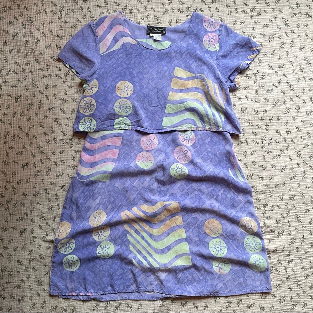 Vintage 100% Rayon Mini-Dress